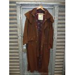 A Backhouse Stockman coat, brown with hood, size medium.