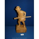 A carved lime wood figure of a Conquistador, 13 1/2" high.