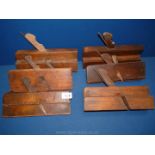 Six wood working planes, three marked T.B. Pennington, two marked W.E.