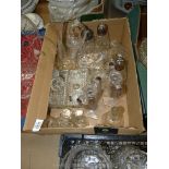 A quantity of miscellaneous glass including candlesticks, bells, vases, EPNS topped condiments,