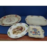A large brown and cream meat platter, J & G Meakin meat platter,