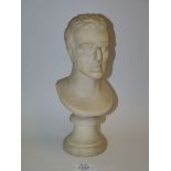 A mid 19th c. marble Bust of the Duke of Wellington, (chip to shoulder), 11 1/4" tall.