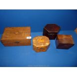 A six sided Georgian Rosewood tea Caddy, small tea caddy,