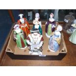 A Sitzendorf porcelain set of the Henry VIII and his Six Wives