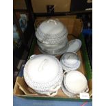 A part Wedgwood grey and white dinner service including plates, large tureen with lid,