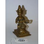 An Indian 19th century village Bronze of seated goddess holding a sceptre, 4 1/4" tall.