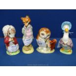 Four Beatrix Potter figures: 'Old Mr Brown', 'Timmy Tiptoes',
