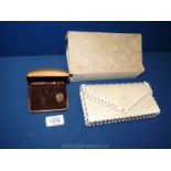 A white satin and pearl vintage Evening Bag in original box 'Empire made' together with a pair of