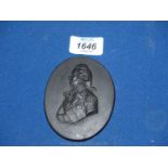 An early 19th century black basalt portrait Plaque of Nelson, probably Wedgwood but unmarked,