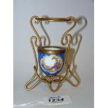 An unusual gilt copper wire posy Vase, c.