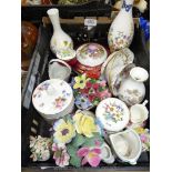 A small quantity of china ornaments including Old Country Roses swan, Aynsley bud vases,