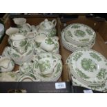A quantity of green Mason's china including twelve dinner plates and saucers,