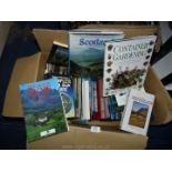 A box of books to include; Scotland, Gardening, etc.