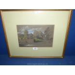 A signed watercolour 'Marlborough Garde.ns' by Percy Hipkiss.