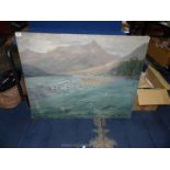 An unframed Oil on canvas of a River Valley of Durance,