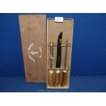 A Lancelot of Sheffield horn handled three piece carving set.