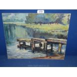 An oil on board titled 'The Jetty Grasmere' by Ella Blyth.