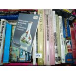 A box of books to include; Worcester Porcelain, Prospects of England, Uniforms of the British Army,