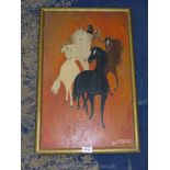 A French oil painting of horses, signed Rouet.