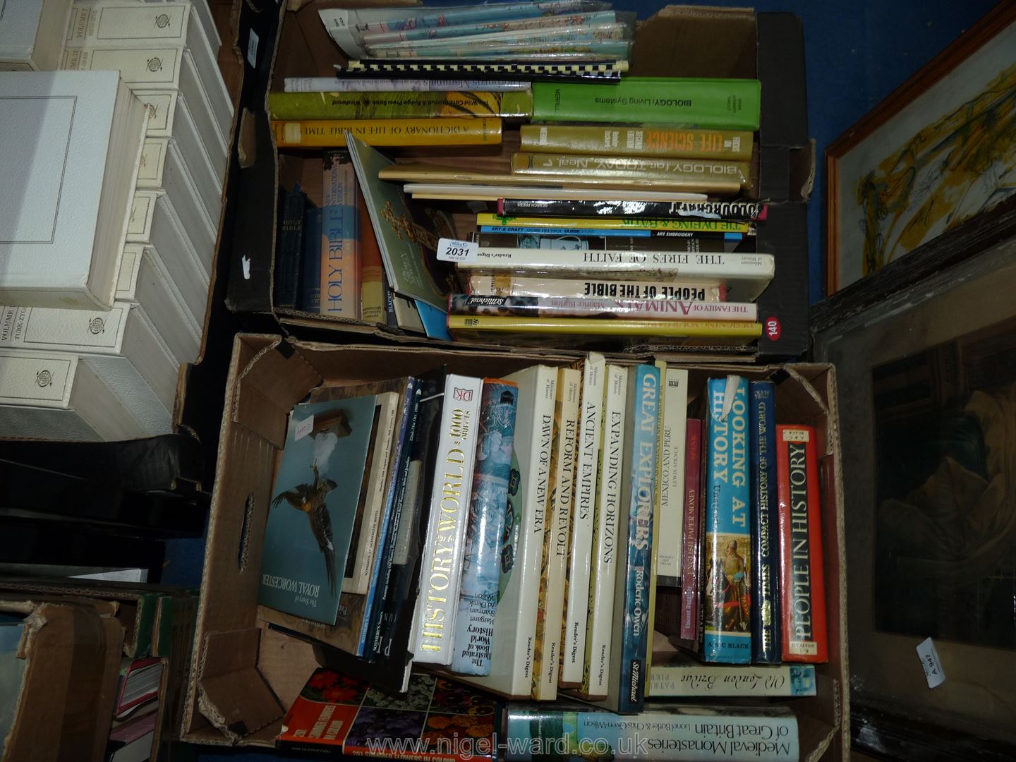 Two boxes of books to include; Nature, Religion,