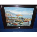 A framed Oil on board of a fishing port 'le Cres' near Marseilles, dated 1976 unsigned, 29'' x 23''.