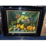 A large framed Print of still life of fruit signed lower left, G Chalchetti, 25 3/4" x 21 3/4".