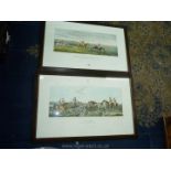 A pair of oak framed hand coloured aquatints of Leicestershire hunting scenes by Sir John Dean Paul.