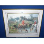 A framed Print entitled ' Crossing the Bridge' by George Wright. 20" x 16".