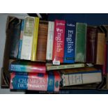 A box of dictionary's to include; Chambers 20th Century, Collins, Modern English Usage, etc.