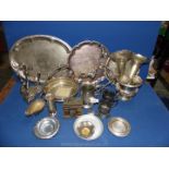 A quantity of miscellaneous epns including serving trays, posy holders, tankard etc.