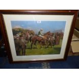 'At Hethersett Races', a Print from the original 1904 oil by Sir Alfred Munnings, framed and glazed,