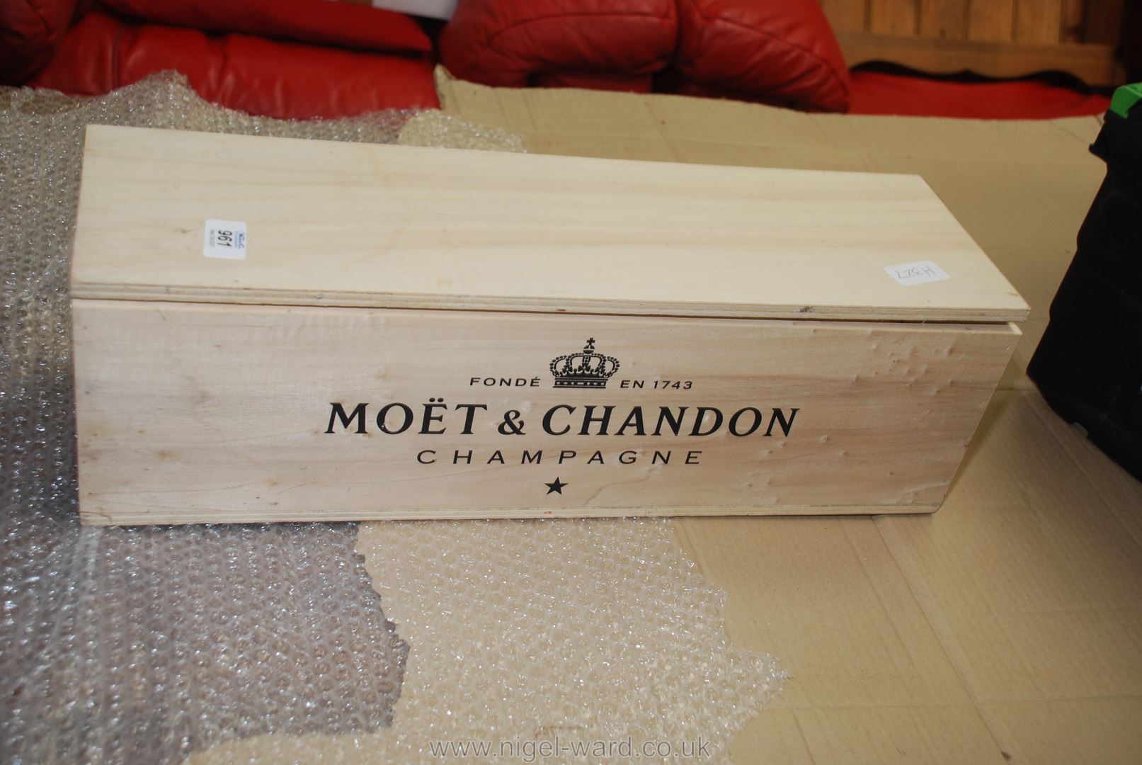 An empty bottle of Moet and Chandon in original wooden case. - Image 2 of 2