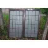 A pair of lead glazed glass doors/panels, each 20" x 39".