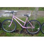 A Phantom Integra 15 speed pink mountain bike.