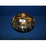 A decorative Italian Marble lidded Bowl, 5'' tall x 9'' diameter.