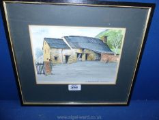 A framed and mounted Watercolour depicting Old Berllan Fach, Llanellen by Winsor Grimes,