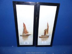 A pair of G. Miller Watercolours depicting Sailing boats, 6" x 14 1/2".