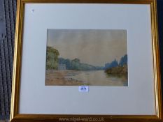 A framed Watercolour depicting a scene from the Thames, no signature visible,