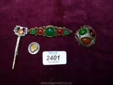 Four pieces of Celtic jewellery including a five stone brooch etc.
