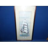 A framed and mounted Watercolour, unsigned but entitled "The Gorch Fock", 11 1/4" x 22 3/4".