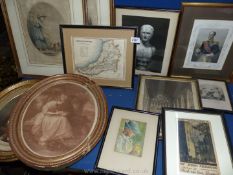 A box of old Engravings, map, etc.