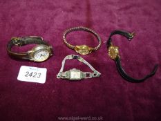 Four ladies wristwatches including Precimax with expanding bracelet, Zeon quartz, Rotary and Vidar.