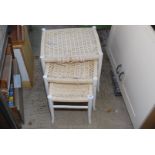 A nest of three stringwork stools a/f.