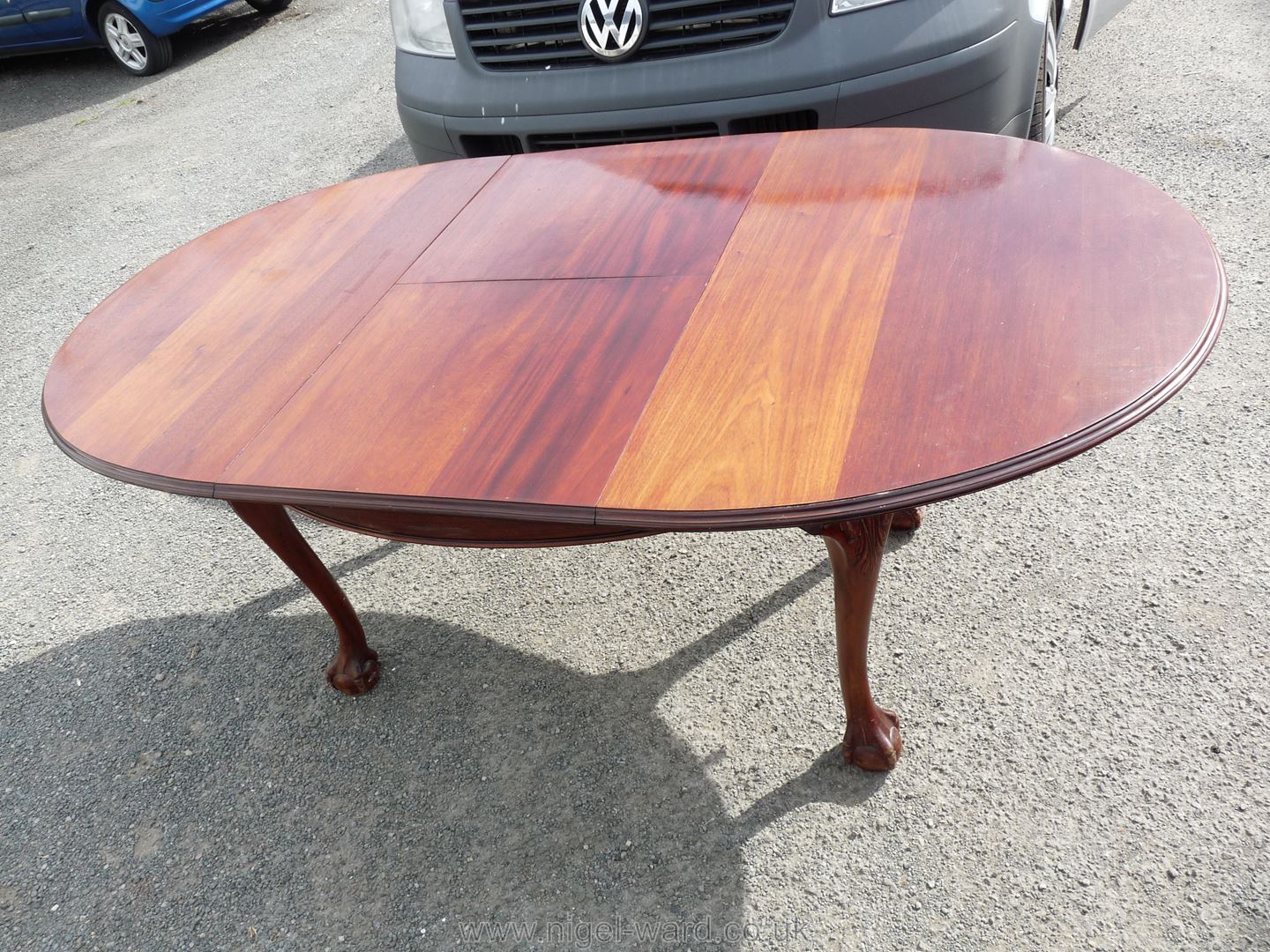 A Victorian mahogany extending dining table, ball and claw feet, 79" x 43" wide. - Image 2 of 9