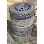 Fiver various tyres on four stud rims including 175/65 R14's/
