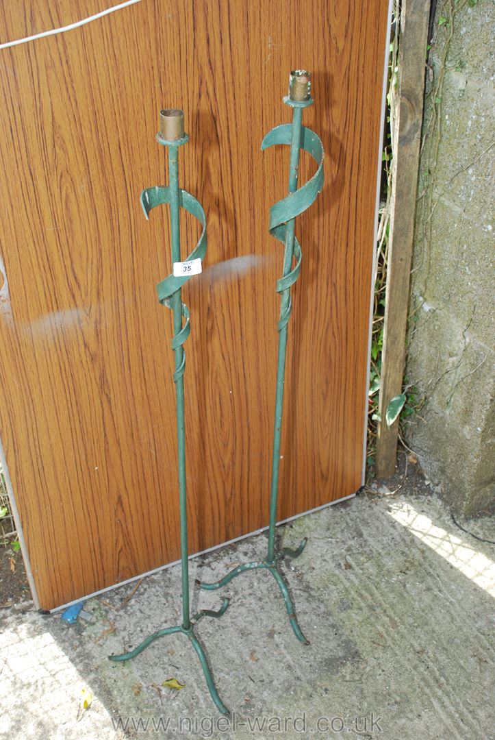Two pricket stands, 42'' high.