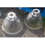 Two industrial glass Light Shades, 19'' diameter.