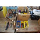 Two boxes of various hand tools etc.