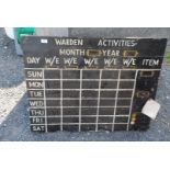 A Warden activities board.