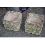 Two 14'' square concrete garden Planters.